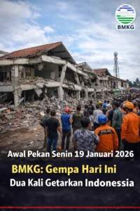 Read more about the article Awal Pekan Senin 19 Januari 2026, BMKG: Gempa Hari Ini Dua Kali Getarkan Indonesia
