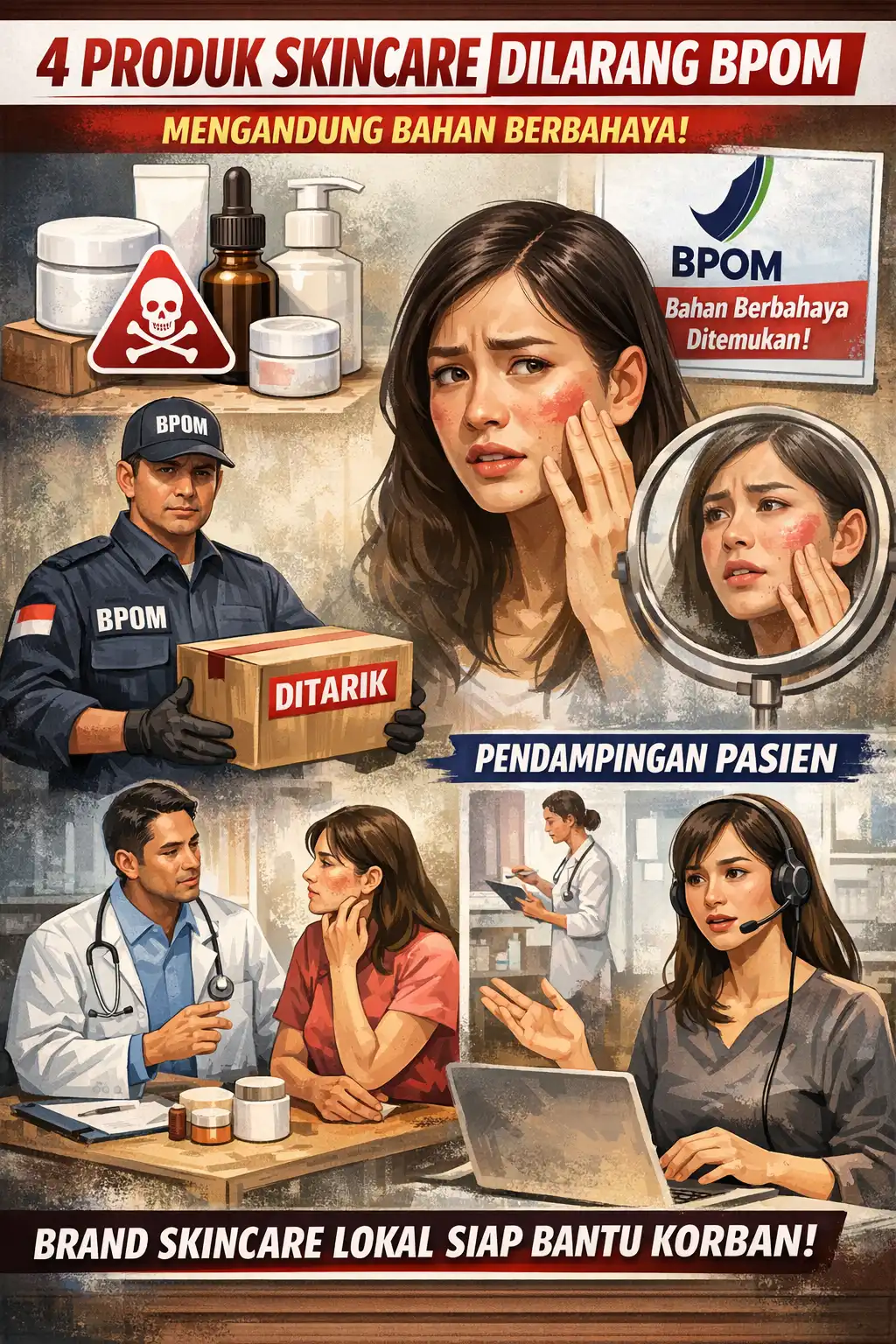 Read more about the article Empat Produknya Diidentifikasi BPOM Mengandung Bahan Berbahaya, Brand Skincare Lokal Siapkan Pendampingan Pasien