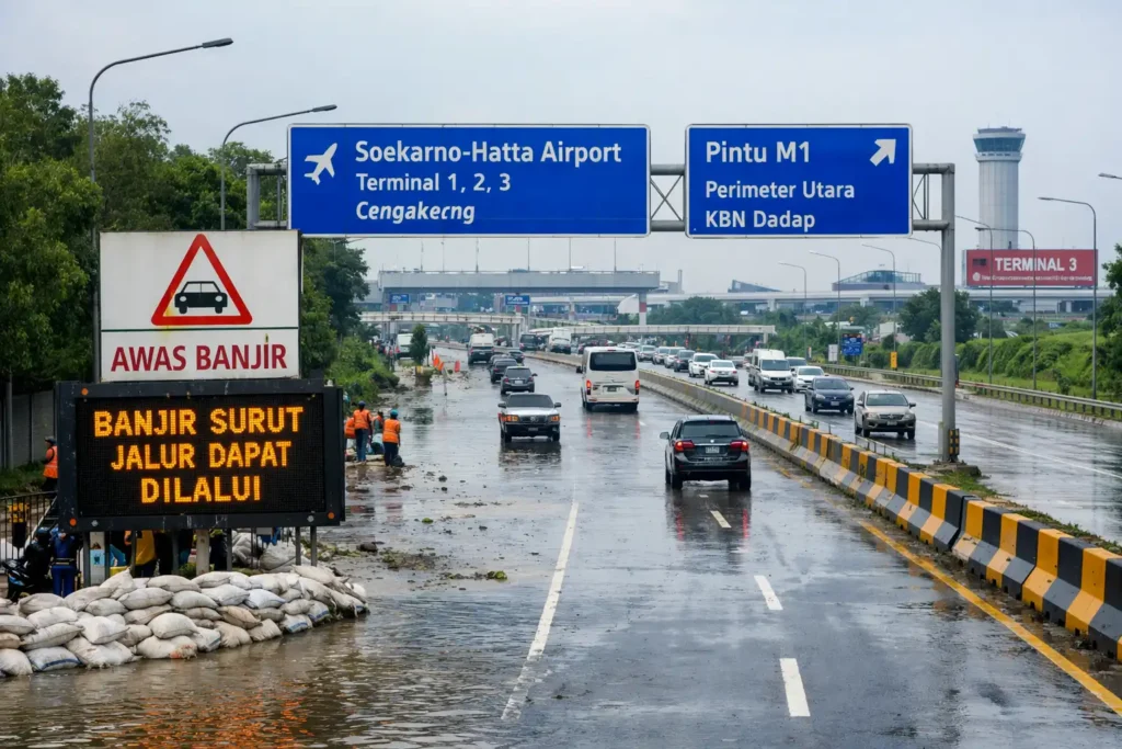 Jakarta Banjir, Akses Menuju ke Bandara Soetta Sempat Tergenang Dan Kini Bisa Dilalui