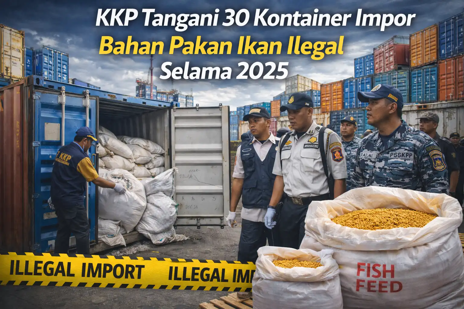Read more about the article KKP Tangani 30 Kontainer Impor Bahan Pakan Ikan Ilegal Selama 2025