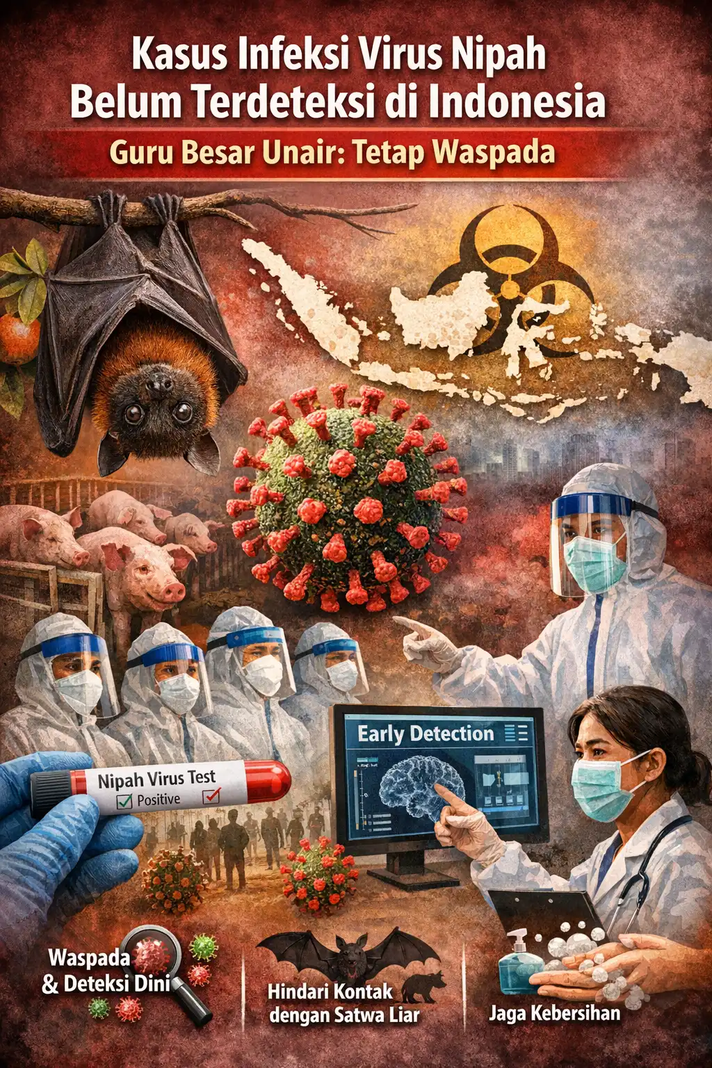 Read more about the article Kasus Infeksi Virus Nipah Belum Terdeteksi di Indonesia