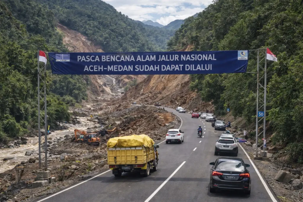 Sebulan Setelah Pascabencana Sumatera, Akses Jalur Nasional Banda Aceh–Medan Kembali Tersambung