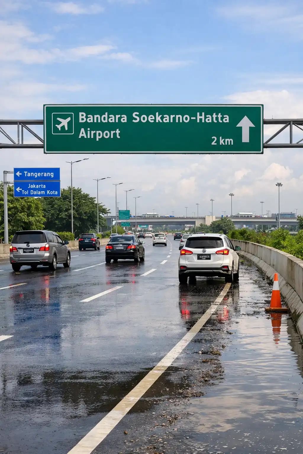 Read more about the article Sempat Banjir Hingga Setinggi 20 cm, Jalan Tol Menuju Bandara Soetta Sekarang Sudah Bisa Dilalui