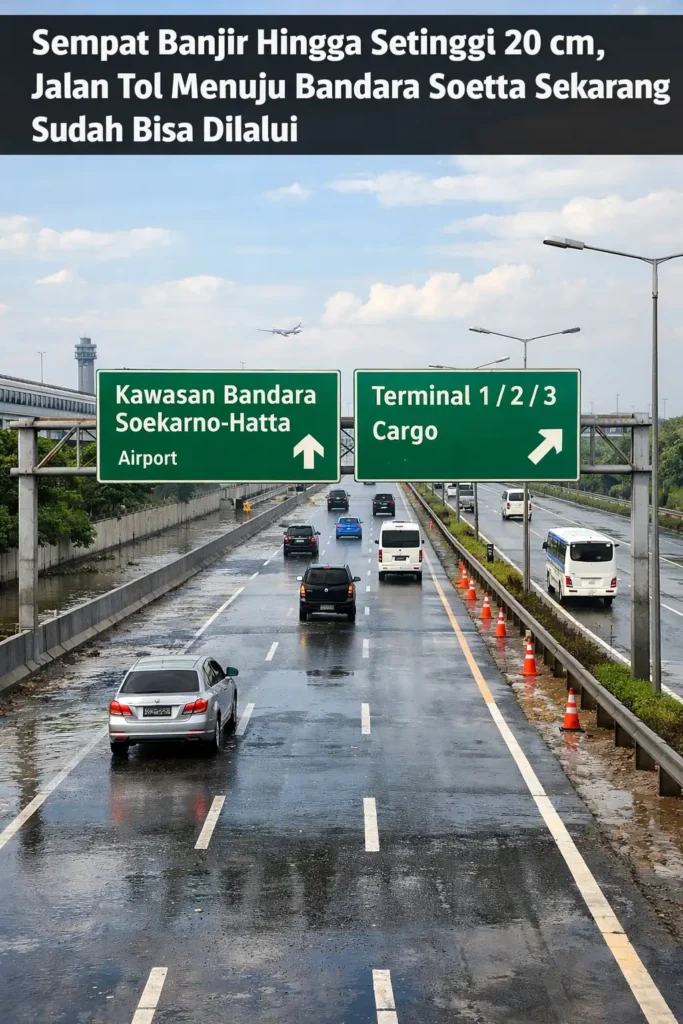 Sempat Banjir Hingga Setinggi 20 cm, Jalan Tol Menuju Bandara Soetta i