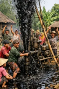 Read more about the article Warga Di Desa Panyaksagan Teriak Masya Allah, Ngebor Air Keluar Minyak Mirip Pertalite, BPBD: Diuji Keluar Api