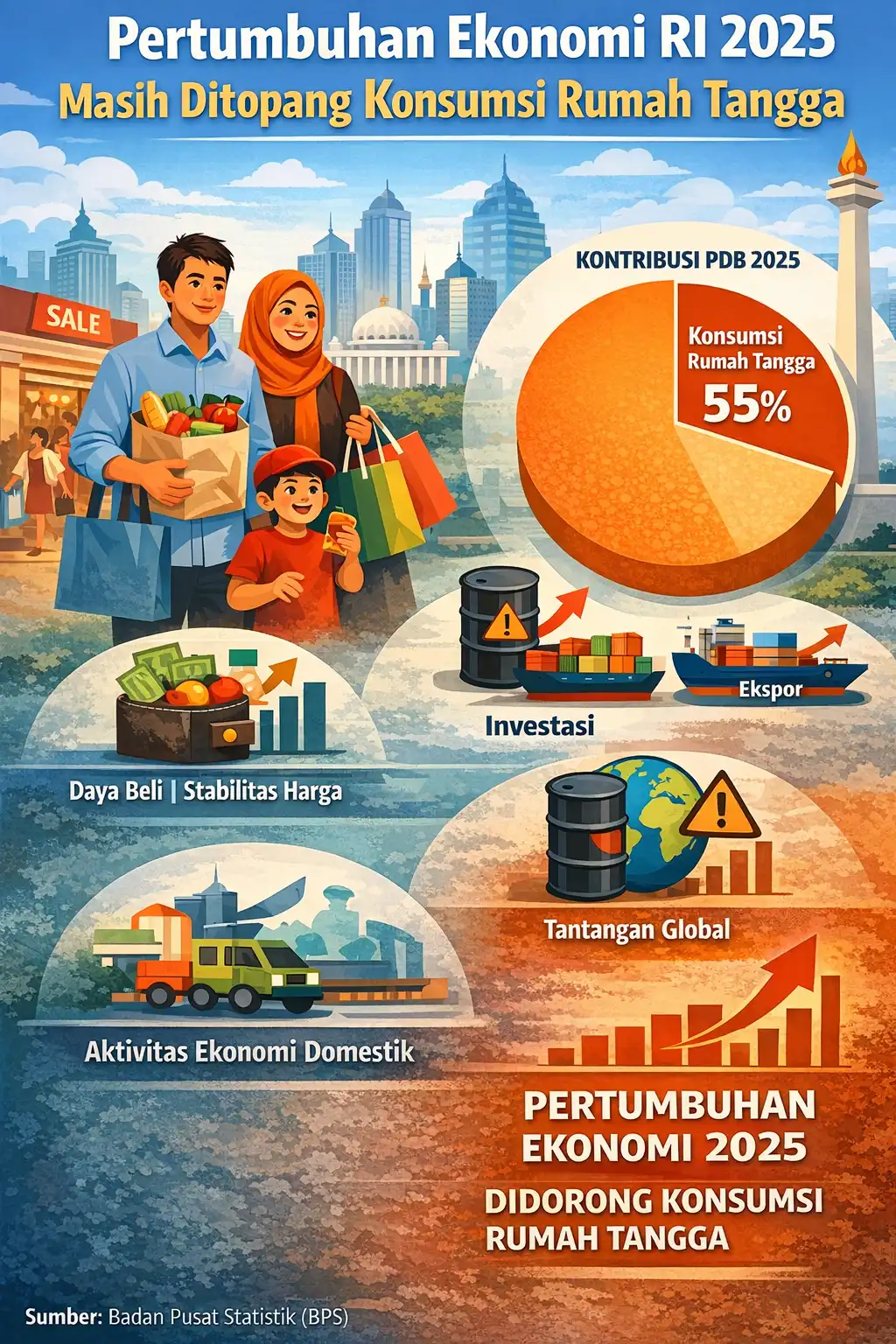 Read more about the article Pertumbuhan Ekonomi RI 2025 Masih Ditopang Konsumsi Rumah Tangga